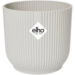 Pot de fleurs Rond VIBES - Plastique - Ø 25 x 23 cm - Blanc/Blanc soie