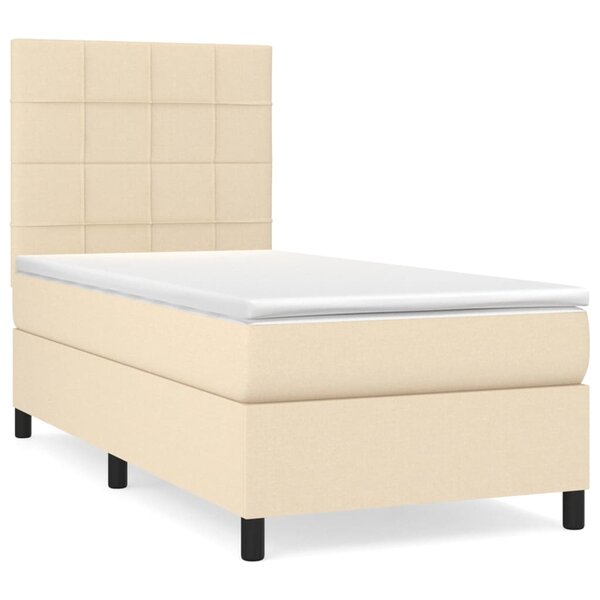 vidaXL Sommier à lattes de lit et matelas Crème 90x190 cm Tissu