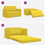 vidaXL Canapé de sol 2-en-1 Jaune 124x204x61 cm Velours