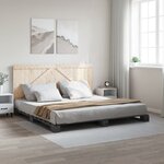 vidaXL Cadre de lit et tête de lit gris 200x200 cm bois de pin massif