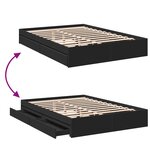 vidaXL Cadre de lit avec tiroirs noir 150x200 cm bois d'ingénierie