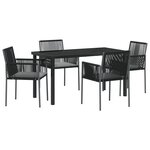 vidaXL Ensemble de Dîner de Jardin 5 Pièces avec Coussins Noirs en Poly Rattan