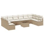 vidaXL Ensemble de Canapé de Jardin 11 Pièces avec Coussins Brun en Rattan Poly