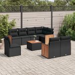 vidaXL Salon de jardin 9 Pièces avec coussins noir résine tressée