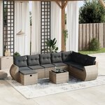 vidaXL Salon de jardin 9 Pièces avec coussins gris résine tressée