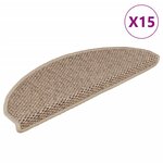 vidaXL Tapis d'escalier autocollants 15 Pièces 65x21x4 cm Sable