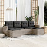 vidaXL Salon de jardin 6 Pièces avec coussins gris clair résine tressée