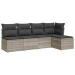 vidaXL Salon de jardin 5 Pièces avec coussins gris clair résine tressée