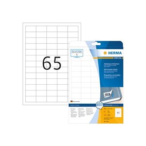 Étiquettes superprint,96,0x42,3mm,détachables,blanches, 25 feuilles a4 herma