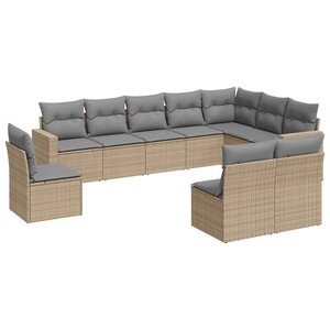 vidaXL Salon de jardin avec coussins 10 Pièces beige résine tressée