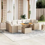 vidaXL Salon de jardin avec coussins 8 Pièces beige résine tressée