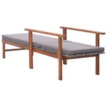 vidaXL Chaise longue et coussin Résine tressée et bois d'acacia Gris