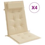 vidaXL Coussins de chaise à dossier haut lot de 4 beige tissu oxford