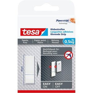 Pack 9 languettes powerstrips adhésives papier peint - plâtre 0 5kg tesa