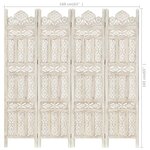 vidaXL Cloison de séparation 4 panneaux Blanc 160x165 cm Bois manguier