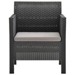 vidaXL Salon de jardin 3 Pièces avec coussins PP Rotin Anthracite
