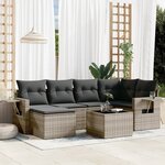 vidaXL Salon de jardin avec coussins 7 Pièces gris résine tressée