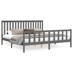 vidaXL Cadre de lit et tête de lit gris 200x200 cm bois de pin massif