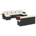 vidaXL Salon de jardin 11 Pièces avec coussins noir résine tressée