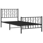 vidaXL Cadre de lit métal sans matelas avec pied de lit noir 90x190 cm