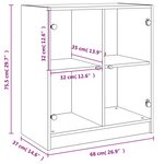 vidaXL Armoire latérale avec portes en verre gris béton 68x37x75 5 cm