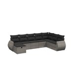 vidaXL Salon de jardin 8 Pièces avec coussins gris résine tressée