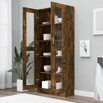 vidaXL Armoire à vitrine Chêne fumé 82 5x30 5x185 5 cm Bois ingénierie