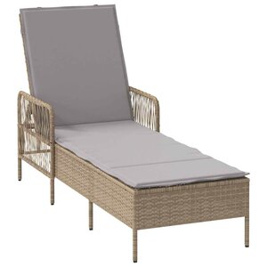 vidaXL Chaise longue avec coussin Beige 157 x 55 x 92cm polyrotin