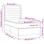 vidaXL Sommier à lattes de lit matelas et LED Taupe 90x190 cm Tissu