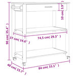 vidaXL Chariot de cuisine MONZA 84x40x90 cm bois massif de pin