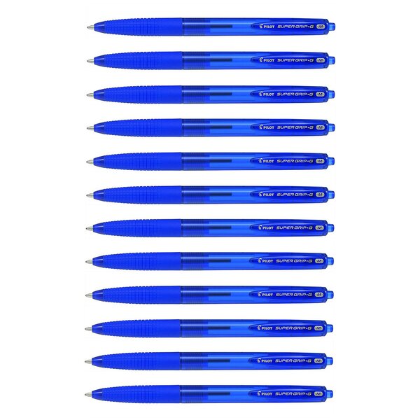 Stylo bille rétractable super grip g pointe moyenne bleu x 12 pilot