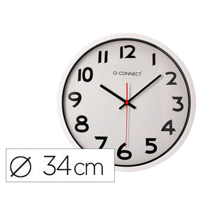 Q-connect horloge murale - Plastique - Diamètre 34 cm - Chrome