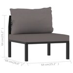 vidaXL Canapé central sectionnel et coussin Résine tressée Anthracite