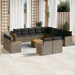 vidaXL Salon de jardin avec coussins 14 Pièces gris résine tressée
