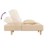 vidaXL Canapé-lit à 2 places avec deux oreillers crème tissu