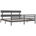 vidaXL Cadre de lit avec tête de lit gris 200x200 cm bois massif