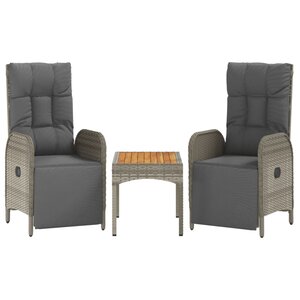 vidaXL Chaises inclinables de jardin lot de 2 et table résine tressée