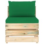 vidaXL Salon de jardin 7 Pièces avec coussins Bois imprégné de vert