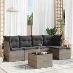 vidaXL Salon de jardin 6 Pièces avec coussins gris résine tressée