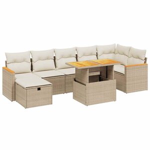 vidaXL Salon de jardin avec coussins 8 Pièces beige résine tressée