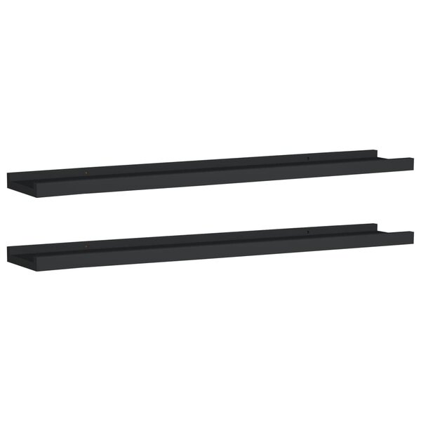 vidaXL Étagères à rebord pour cadre photo 2 Pièces Noir 80x9x3 cm MDF