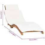 vidaXL Chaise longue pliable avec coussin blanc crème Bois de teck