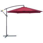 Parasol déporté octogonal à manivelle inclinable manivelle avec pied en acier diamètre 3 m rouge