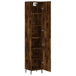 vidaXL Buffet haut Chêne fumé 34 5x34x180 cm Bois d'ingénierie