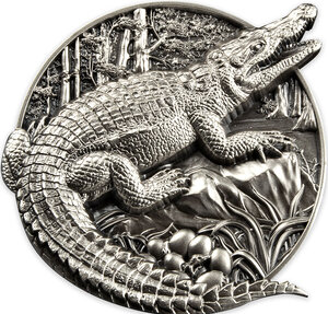 Pièce de monnaie en Argent 100 Francs g 155.5 (5 oz) Millésime 2023 Protecting Wildlife CROCODILE