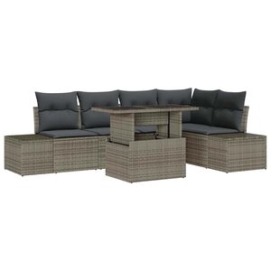 vidaXL Ensemble de canapé de jardin avec coussin 6 Pièces Gris Poly rotin