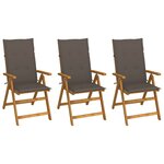 vidaXL Chaises pliables de jardin lot de 3 avec coussins Bois d'acacia