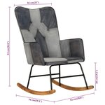 vidaXL Chaise à bascule Gris Cuir véritable et toile