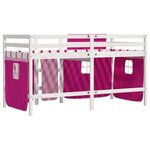 vidaXL Lit mezzanine enfants et rideaux rose 80x200cm bois pin massif