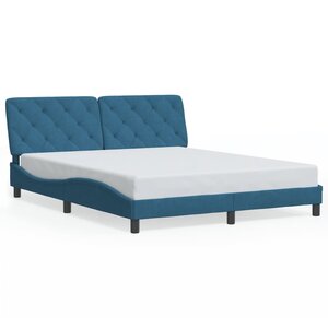 vidaXL Cadre de lit sans matelas bleu 160x200 cm velours